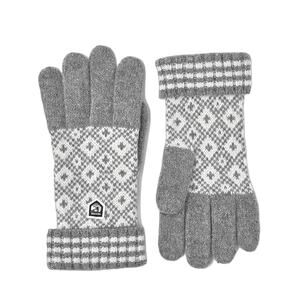 Hestra Fryken Gloves Wool Size 7 Grey and Off-White